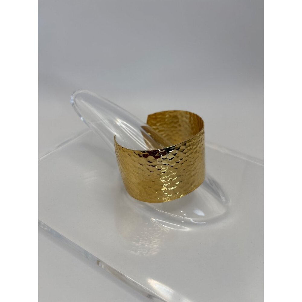 Vintage Gold Tone Hammered Cuff Bracelet - Picture 3 of 4